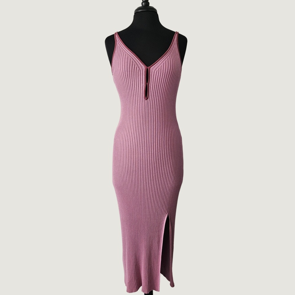 Abercrombie Ribbed Knit Midi Dress Stretch Bodycon Cocktail Party Size Large